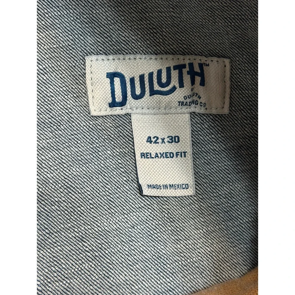 Duluth Trading Flex Ballroom Jeans Men Relaxed Fit Blue Dark Wash Denim Sz 42x30